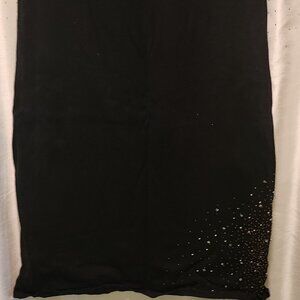 Chic Black Pencil Skirt – Gold Trim Embellishment